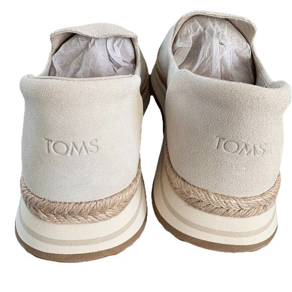 New TOMS Women's Jocelyn Espadrille Sneaker 11M Beige Two Tone Slub/Suede - Picture 6 of 9